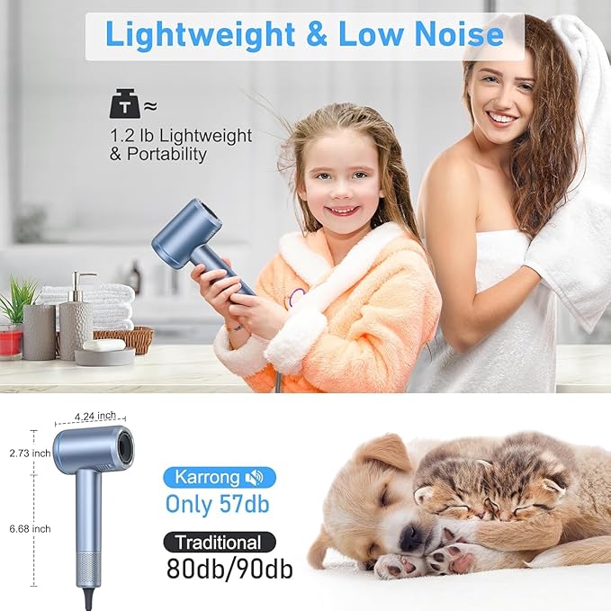 High Speed Hair Dryer and 6 in 1 Curling Wand with Bubble Curling