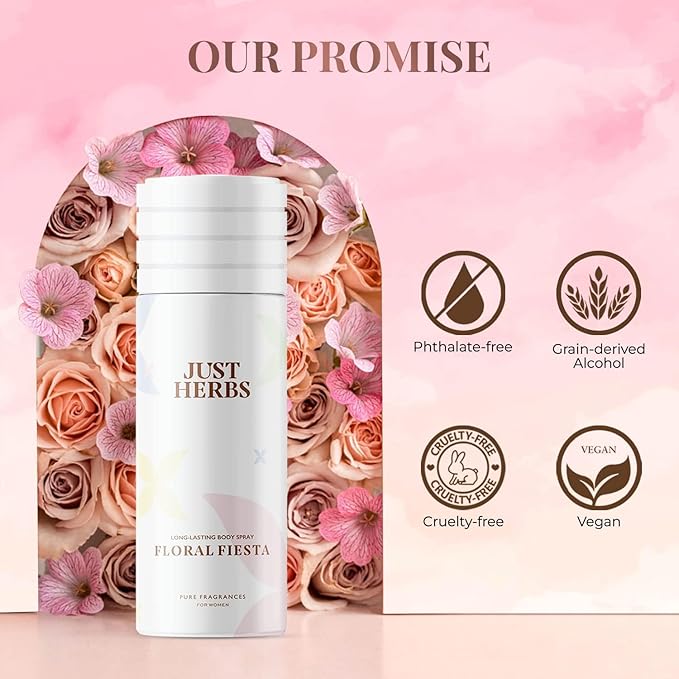 Long Lasting Refreshing Body Spray Natural Deodorant for Women - Phthalate-Free Formula150 ml (Floral Fiesta)