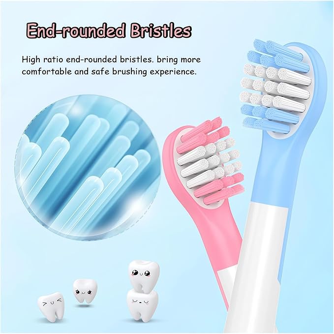 Kids Replacement Toothbrush Head Compatible with Philips HX6032/94HX6320HX6340HX6321HX6330HX6331 Replacement Brush Heads for 3-7 Years Old Kids (Mini Size)(8pcs Pink)