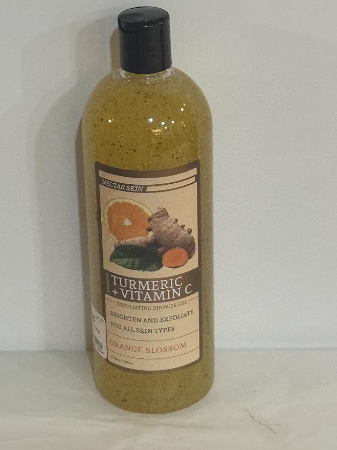 Turmeric and Vitamin E Exfoliating Shower Gel with Eucalyptus and Sage Essential Oils Natural Body Wash 32 Fluid Ounces
