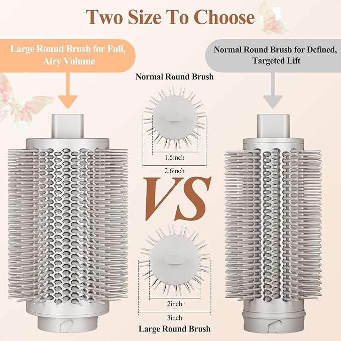 Long Hair Curling Barrel and 6-Inch Large Diffuser/Upgraded Large Round Volumizing Brush Compatible with Shark FlexStyle