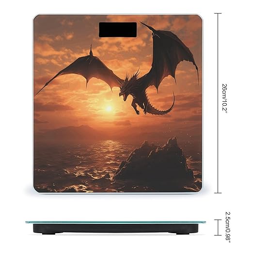 Sea Sunset Flying Dragon Bathroom Scale Rounded Smart Scale for Body Weight Automatic Power On/Off Weight Scales Accurate Bathroom Digital Scales for Pet Home Bedroom Kitchen