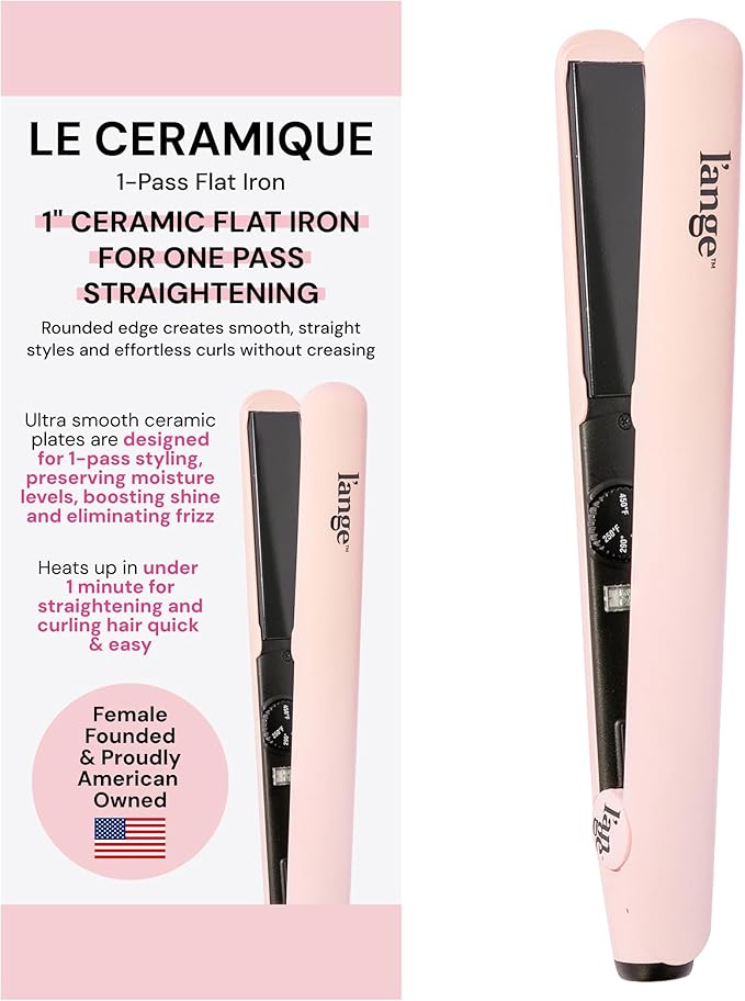 L'ANGE HAIR Le Ceramique 1-Pass Flat Iron Hair Straightener | Fast Heating Ceramic Flat Iron | Best Hot Tools Professional Hair Straightener to Lock in Moisture &amp Shine | (Blush)