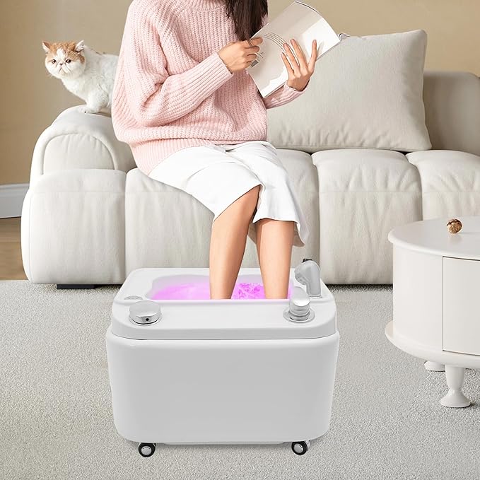 Acrylic Foot Spa Bathtub Foot Baths &amp Spas with Heat and Massage Colorful Lamp Footbath with Pedicure Foot Rest Feet Spa Tub Spa Foot Bath Pedicure Acrylic Footbath