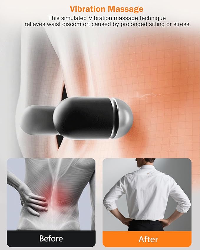 FSA Eligible HSA Triple Fusion Back MassagerSmooth Electric Lumbar Support Pillow Spine Back Massager with Heat &ampVibrating Massage AirbagTractionBack Support Pillow for Relief Deep Tissue