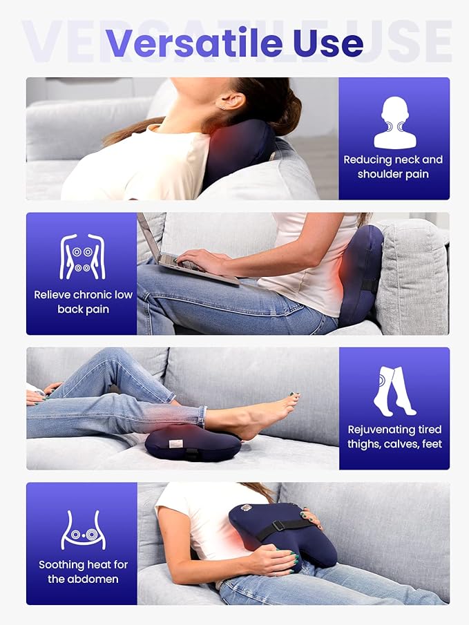 BOB AND BRAD Cordless Back Massager with Heat FSA Eligible HSA Shiatsu Back Massager for Pain Relief Deep Tissue 3D Kneading Massage Pillow for Pain Relief Soothing Full-Body Relief for Family