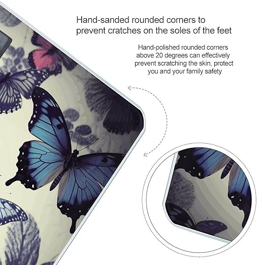 Beautiful Butterfly Scale for Body Weight Precision Bathroom Weighing Scales with Back Lit LCD Display Sturdy Tempered Glass Body Weight Scales Digital Bathroom Scale 400lb