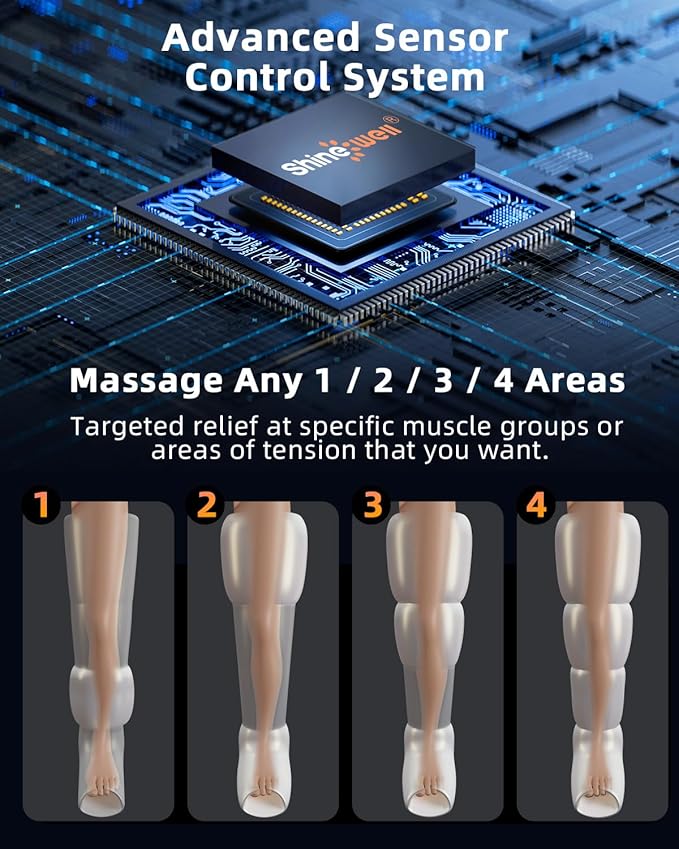 SHINE WELL Leg Recovery Compression System Professional Foot and Leg Air Compression Boots Sequential Device for Massage Therapy Fast Recovery &amp Improved Circulation for Athletes &amp Gym (Lar