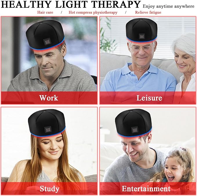 Red Light Cap for Hair Regrowth Light Therapy Hat for Hair Growth in Women and Men Portable Hair Growth Cap Hot Compress Physiotherapy Hair CareBlue