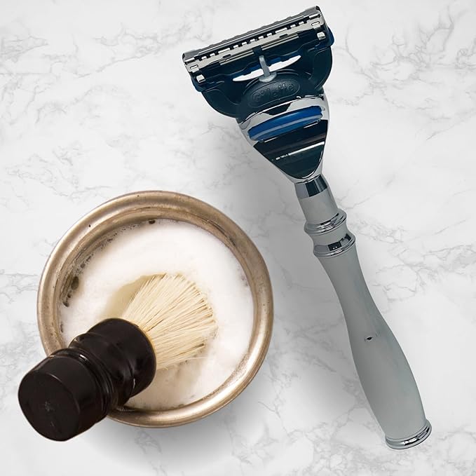 G.B.S 5 Blade Compatible Chrome Steel Shaving Razor – Weighted Handle for Maximum Control – Luxury Men's Razor for a Smooth Close Shave – Compatible with Leading 5-Blade Cartridges