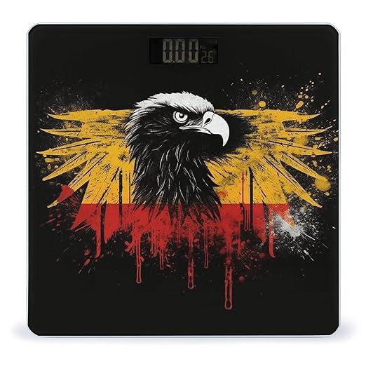 Digital Bathroom Scale for Body Weight Scale with Bright LCD Display High Accuracy Step-On Technology Auto On/Off Germany Flag Eagle Digital Scales 400 Lbs /180kg