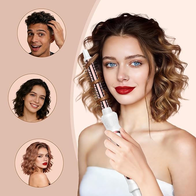 Thermal Brush 0.5 Inch Curling Iron Volumizing Heated Round Brush 1/2 Inch Ceramic Tourmaline Heated Hot Multifunctional Styler Curling Wand (White 0.5 inch)