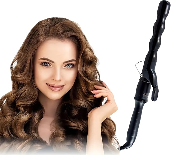Bubble Curling Wand 1.25 inch 32mm Beach Wave Curler with LCD Display Ceramic Crimping Iron for Long Hair