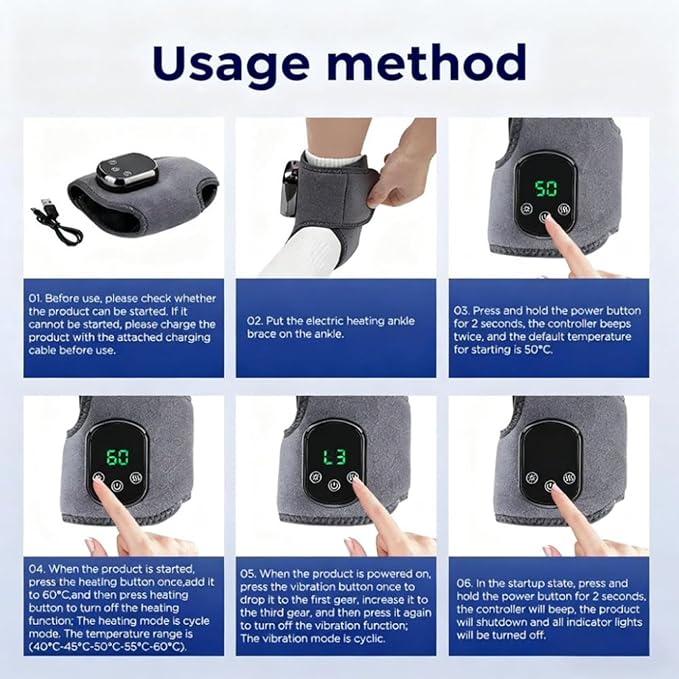 Wireless Portable Foot Massager with Triple Method - 3 Vibration Modes &amp 5 Heat Levels for Reviving Comfort and Daily Muscle Relaxation (1pcs)