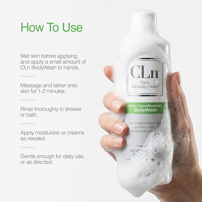 CLn® BodyWash –Non-Drying Body Wash For Compromised Skin Prone to Eczema Dermatitis Rash &amp Hidradenitis Suppurativa Fragrance-Free &amp Paraben-Free 8 fl oz.