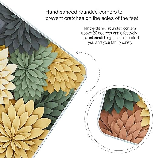 Petals Garden Leaves Scale for Body Weight Anti-Slip Tempered Glass Digital Bathroom Scales Clear LCD Display Weighing Scale Safe Rounded Corners Smart Scales