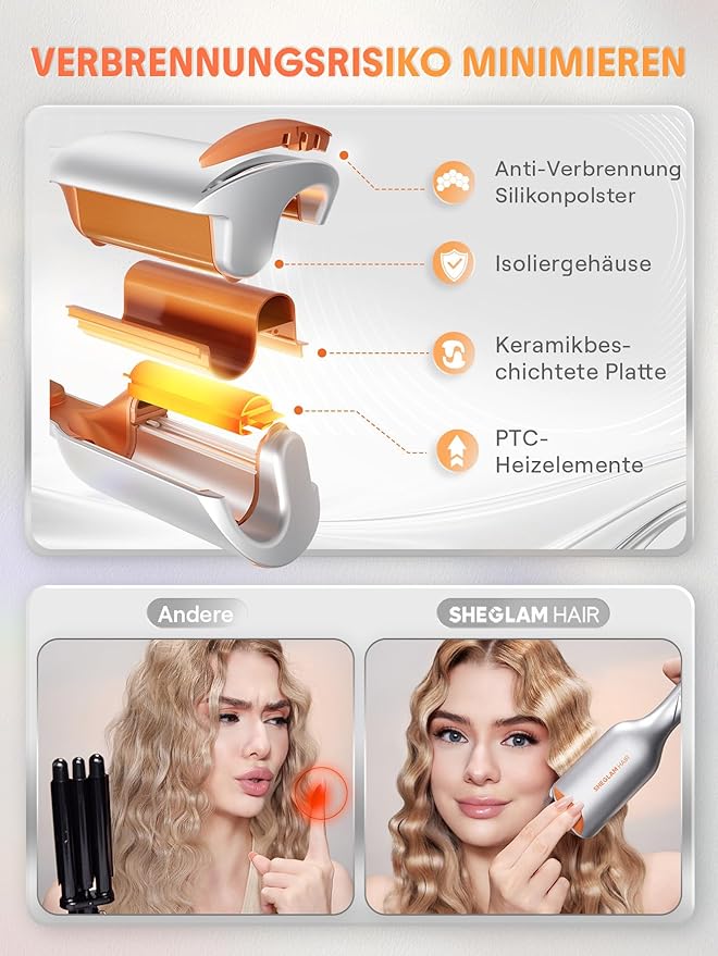 SHEGLAM Rotating Curling Iron+Beach Babe Hair Waver