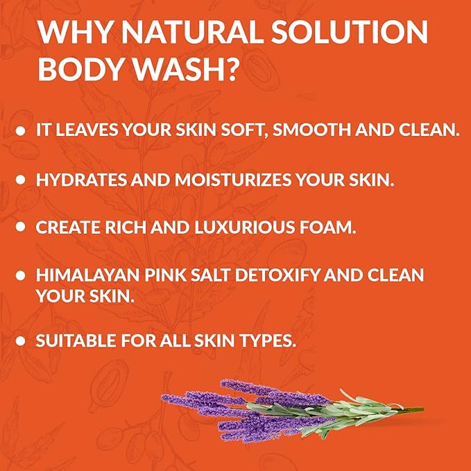 Natural Solution Moisturizing Shower Gel Purifying &amp Nourishing with Organic Lavender Oil for All Skin Types Himalayan Pink Salt Body Wash 500 ml Each Pack of 4