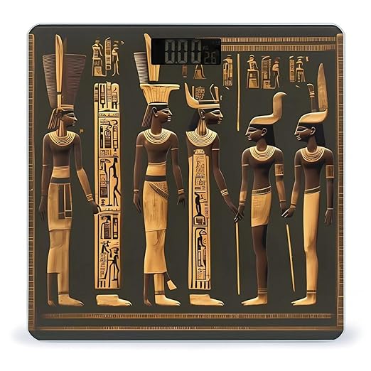 Digital Bathroom Scale for Body Weight Scale with Bright LCD Display High Accuracy Step-On Technology Auto On/Off Ancient Egyptian Hieroglyph Digital Scales 400 Lbs /180kg