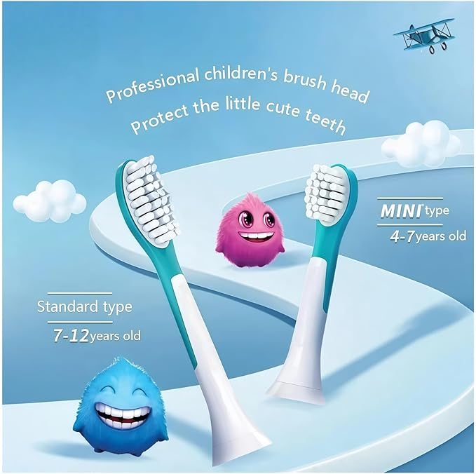 Kids Tooth Brush Replacement Brush Head Compatible with Philips HX6042 for 7yr Kids Sonicare Electric Toothbrush Head
