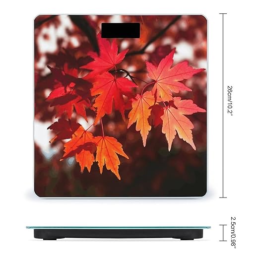 Autumn Fall Red Maple Leaves Smart Scale for Body Weight Accurate Bathroom Scale with LED Display Digital Weight Scales Weighing Machine High Precision Scales for Bath Home