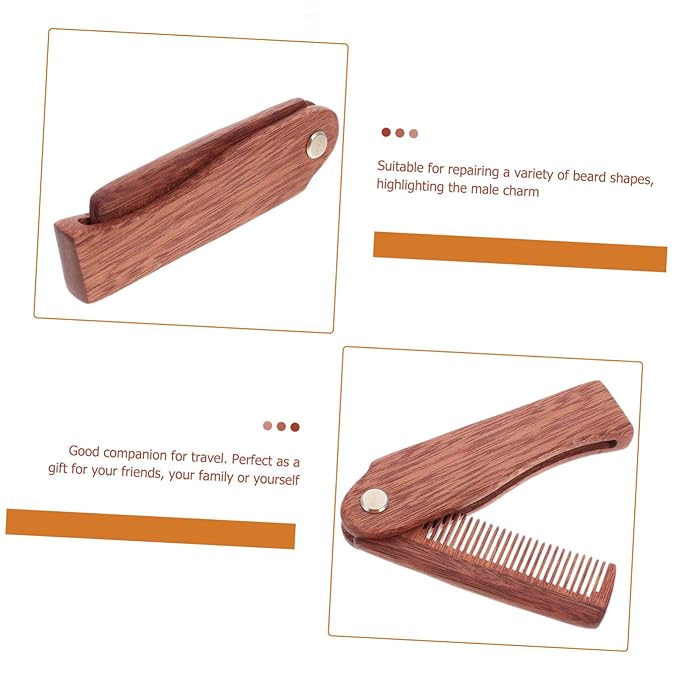 Didiseaon 3pcs Wooden Pocket Comb Mustache Comb Hair Accessory for Men Women Beard Brush Folding Beard Professional Styling Tool