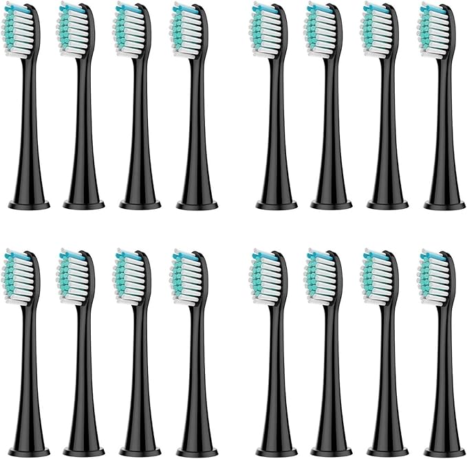 Replacement Toothbrush Heads Compatible with Phili Sonic Care Electric Handles(16pcs Black)