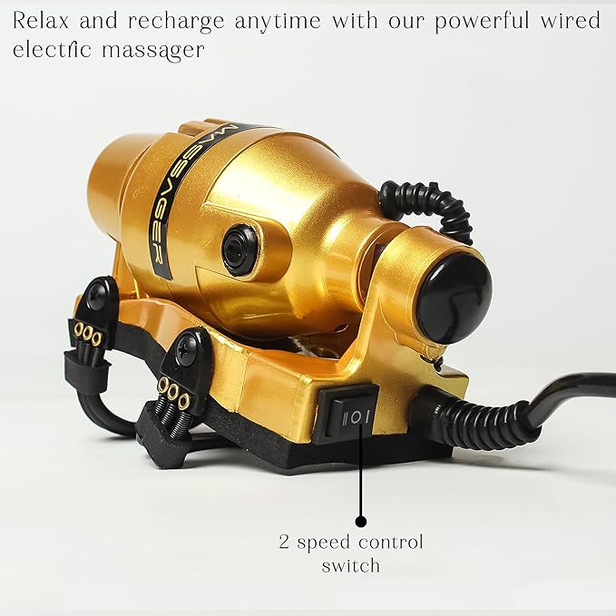 HOMORA Powerful Double-Speed Full Body Massager – Electric Handheld Deep Tissue Massager with Floating Action for Pain Relief Relaxation &amp Recovery – Full Body Vibration Therapy Machine (Golden)