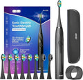 SEAGO Electric Toothbrush with 8 Soft Bristle Heads for Adults Pressure Sensor 5 Modes with 2 Minutes Build in Smart Timer Rechargeable Travel Toothbrush with Brush Hold and Travel Case(2752Black)