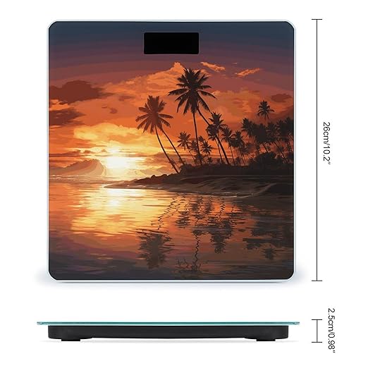Palm Tree Sunset Bathroom Scale Ultra-Bright Liquid Crystal Screen Weight Scale Accurate Bathroom Body Scales for Body Weight Bathroom Pet Home Bedroom Gift-Giving