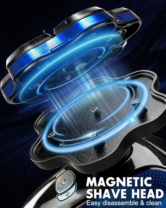 Head Shavers for Bald Men - Magnetic 7D Detachable Head Shaver 100% Waterproof Wet Dry Rechargeable Cordless Electric Razor Rotary Shavers with LED Display Fast Charging