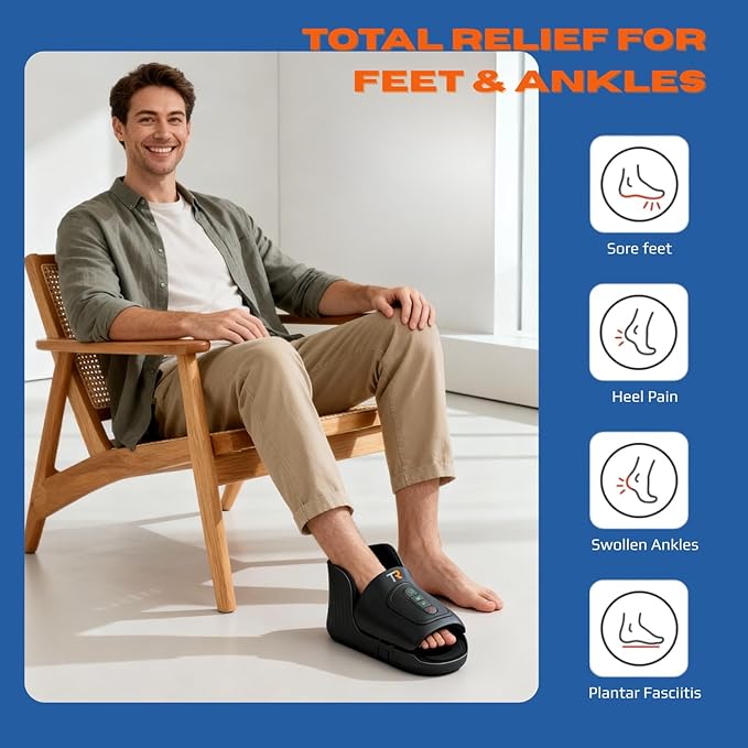 TRIDUCNA Shiatsu Foot and Ankle Massager with Heat - Electric Feet Massage Machine with Multi-Level Deep Kneading and Air Compression for Plantar Fasciitis Tired Foot Muscle Relax at Home or Office