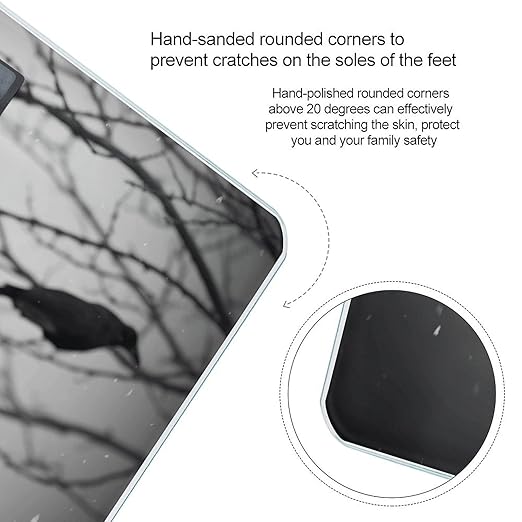 Crow Birds Bathroom Scale Large LCD Backlight Display Digital Scale Rounded Corners Body Scales Automatic Power On/Off Bathroom Scales for Home Bedrooms