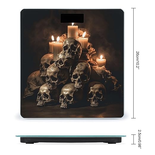 Skull and Candle Scale for Body Weight Anti-Slip Tempered Glass Digital Bathroom Scales Clear LCD Display Weighing Scale Safe Rounded Corners Smart Scales