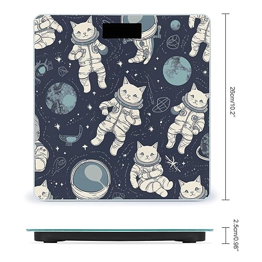 Fun Cat Astronaut Bathroom Scale Ultra-Bright Liquid Crystal Screen Weight Scale Accurate Bathroom Body Scales for Body Weight Bathroom Pet Home Bedroom Gift-Giving