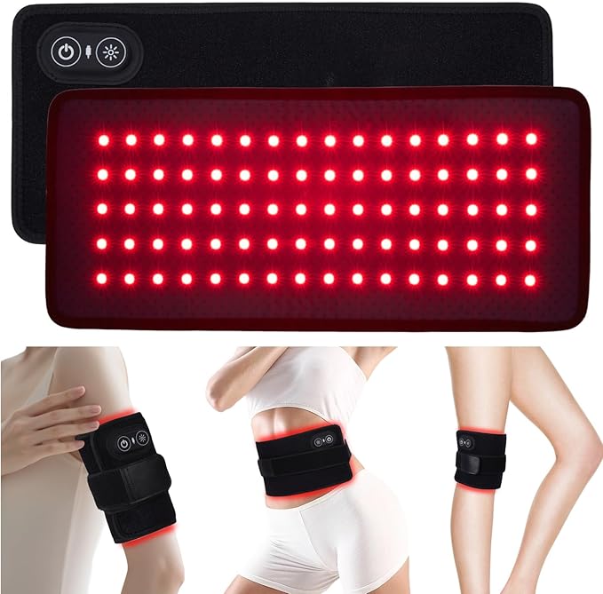 Red Light Therapy Belt for Body 2000mAh Rechargeable Cordless Portable Heating Light Therapy Pad with 660nm &amp 850nm Infrared Light for Back Knee Waist Hand Feet Shoulder Muscle Joint