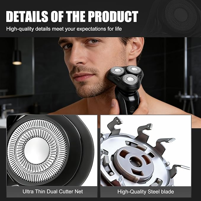 2PACK（Black） Universal Rotary Replacement Shaver HeadCompatible with Remington Shaver Seriesfor R3R4R5R6R7R8SP-3141 and SP-5161 Foils/Blades