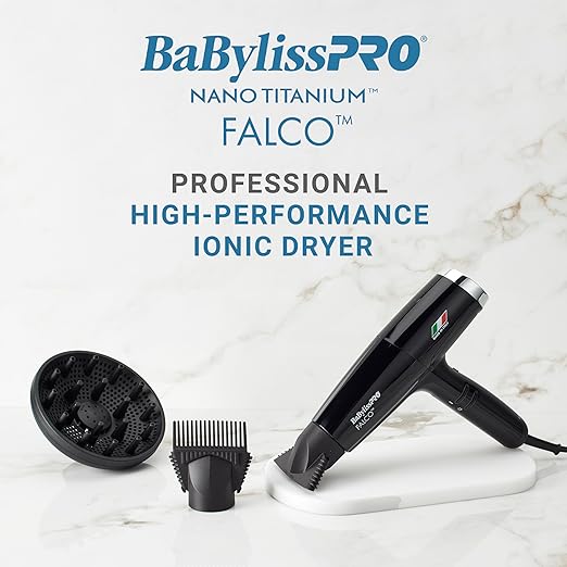 BaBylissPRO® Nano Titanium™ Professional Italian High-Speed Falco Hair Dryer - 2000 watts and Ionic