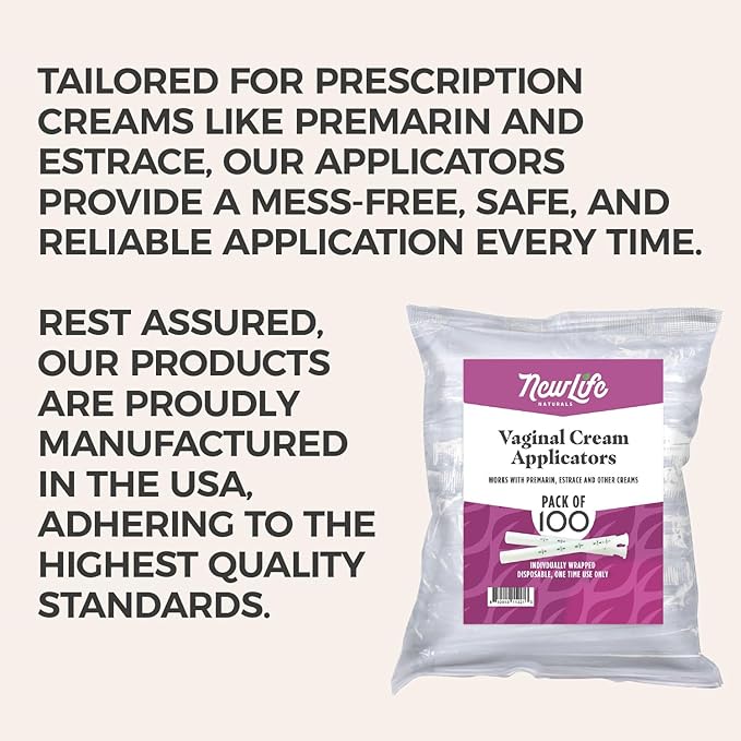 NewLife Naturals Disposable Plastic Vaginal Cream Applicators Hygienic Threaded Injector Applicator Preseed Estrace Premarin OTC Cream Products Dosage Markings- 150 Pack