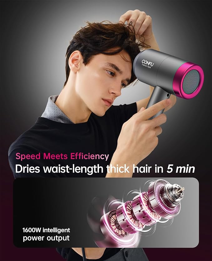 CONFU Hair Dryer &amp High Speed Blow Dryer CONFU Ionic Blow Dryer Portable Lightweight Fast Drying Negative Ion Hairdryer Blowdryer