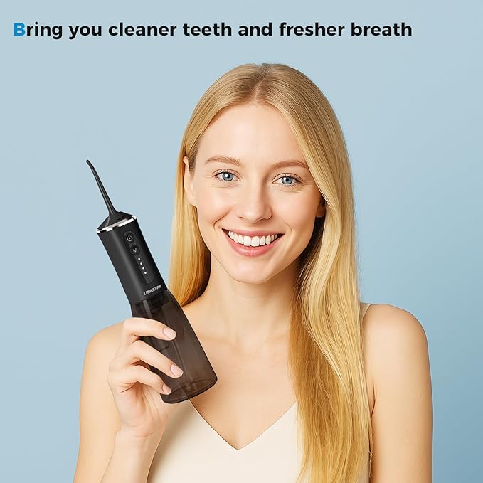 LINKEVAP Water Flosser for Teeth Pick360ML Rechargeable Travel Oral Irrigator CleanerIPX7 Waterproof Daily Dental Care Machine for Home (Black)