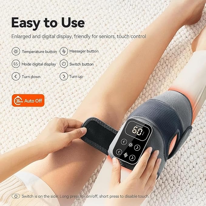 Cordless Knee Massager with Heat Vibration for Pain Relief MAXwarm 4.0[2026 Upgraded] - Electric Heated Knee Brace with 5 Heat Levels and 3 Massage Mode Gifts for Men Women (Grey Pair)