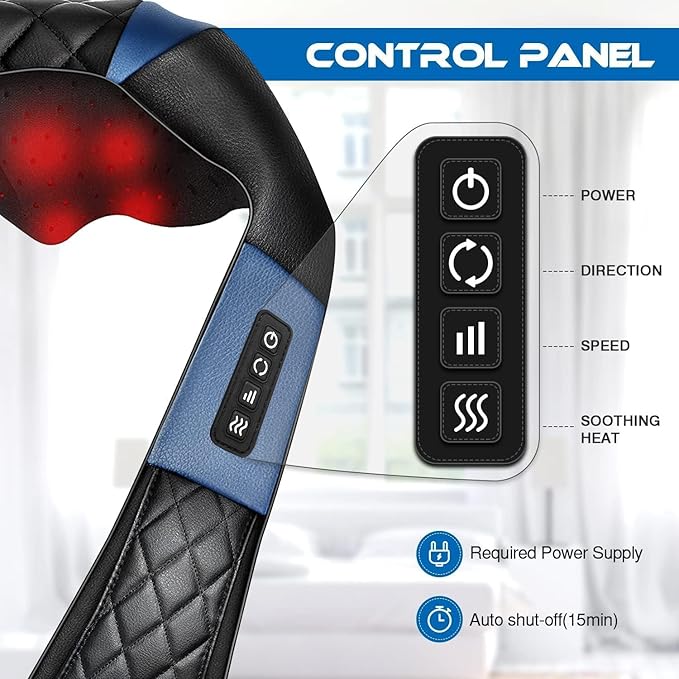 Shiatsu Neck and Back Massager with Heat Electric Deep Tissue 4D Kneading Massage Pillow for Shoulder Leg Body Muscle Pain Relief Home Office and Car Use - Best Gifts for Women Men Mom Dad