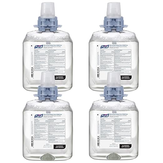 PURELL Advanced Green Certified Instant Hand Sanitizer Foam Fragrance Free EcoLogo Certified 1200 mL Refill for PURELL CS4 Manual Hand Sanitizer Dispensers (Pack of 4) - 5191-04