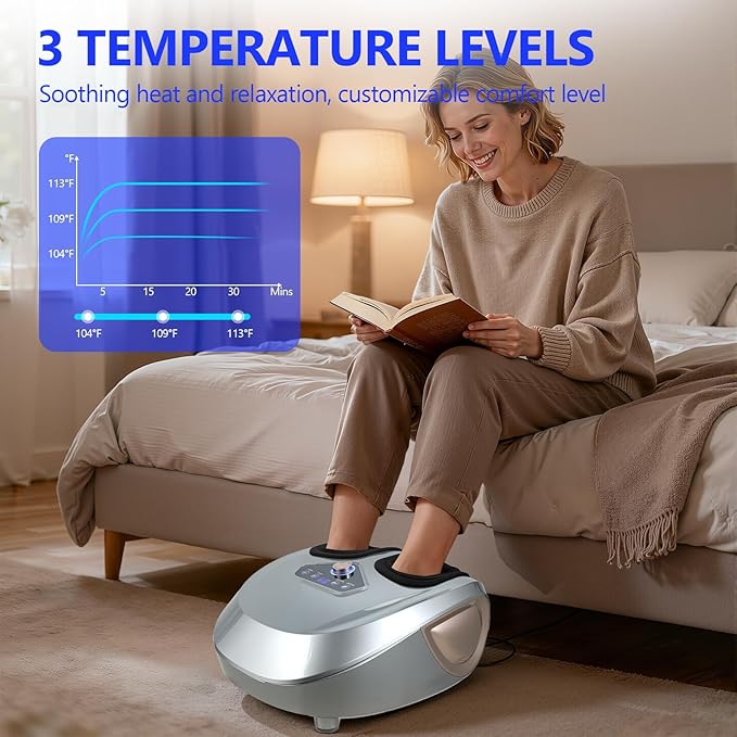 Foot Massager with Heat Shiatsu Foot Massage Machine with Remote 3 Heat Levels Multi-Mode Massage Auto-Off Timer Deep Kneading Rolling Massager for Plantar Fasciitis Fatigue Relief