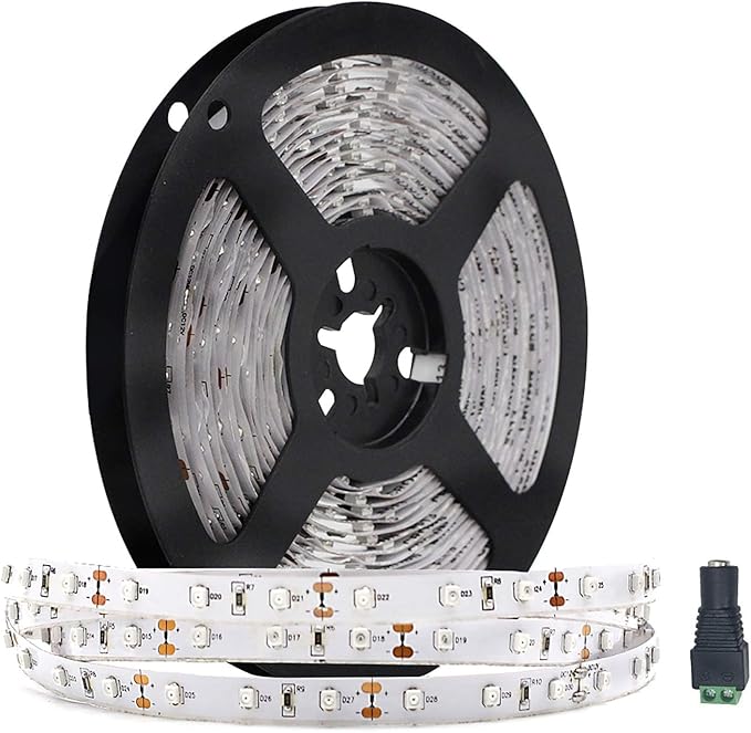 5M/16.4ft SMD2835 300LEDs Near Infrared 940nm NIR Single Chip DC12V 24W Flexible IR LED Strips Light Non-Waterproof 8mm Wide 60LEDs/M 4.8W/M Light Strip