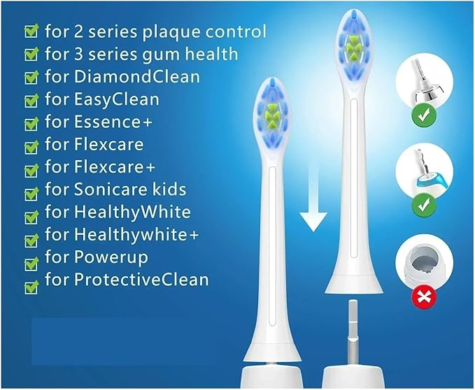 16pcs Replacement Toothbrush HeadsCompatible for Sonicare C2 C1 G2 W Clean Brush Head(Black-16pcs)