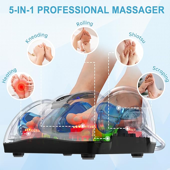 TISSCARE Shiatsu Foot Massager with Heat: FSA Eligible HSA Foot Massager for Neuropathy Plantar Fasciitis and Pain Relief-Massage Feet/Leg/Calf/Ankle at Home/Office Gifts for Women and Men(Gray)