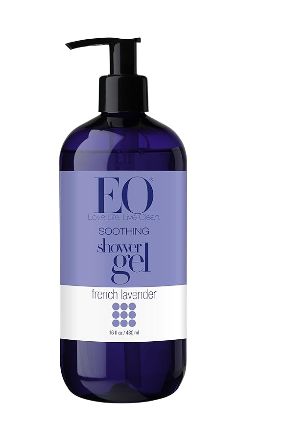 EO Shower Gel 16 Ounce (Pack of 2) French Lavender body wash made with Essential Oils for Men and Women