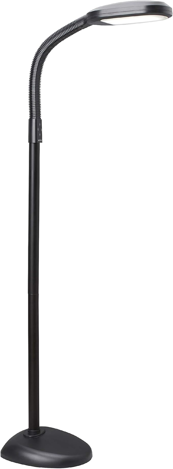 Verilux SmartLight Full Spectrum LED Modern Floor Lamp with Adjustable Brightness Flexible Gooseneck and Easy Controls - Reduces Eye Strain and Fatigue - Ideal for Reading Artists Craft (Black)